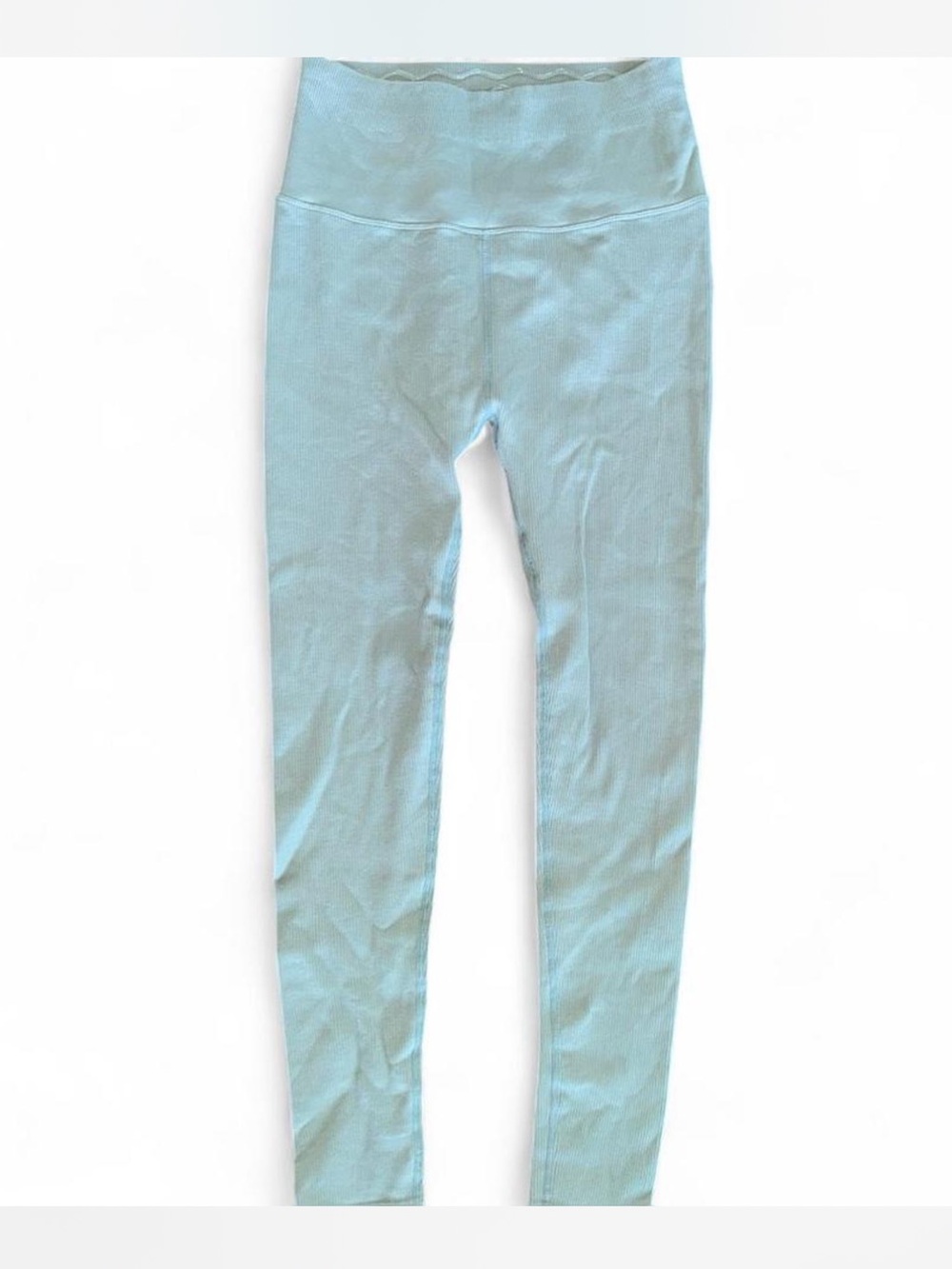 Spiritual GangsterM L Light Green Ribbed High Waisted Compression Leggings Yoga